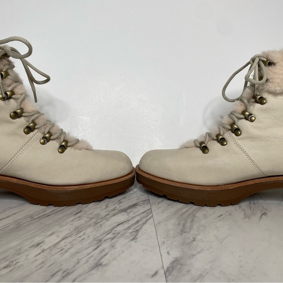 Kork Ease Winslet Cream Shearling Cuff Lace Up Bootie 11M - Picture 6 of 15
